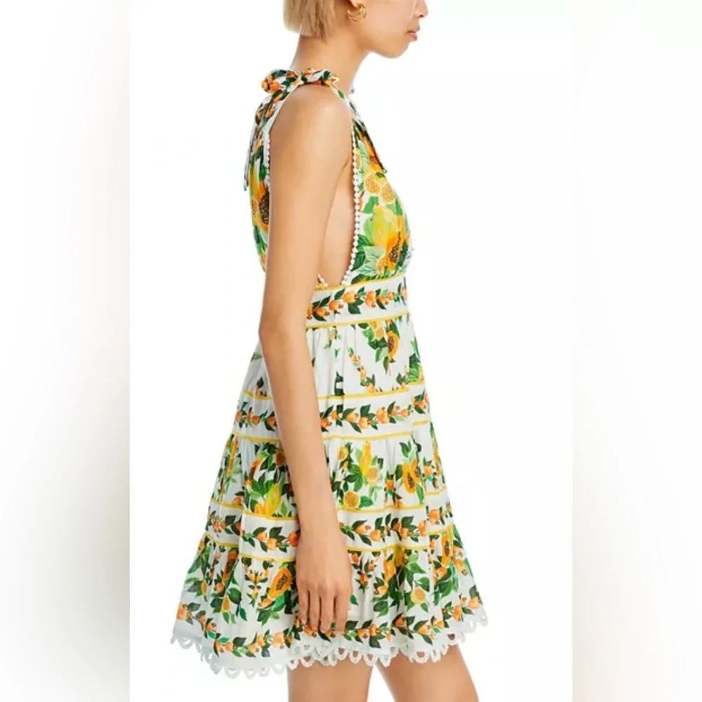 NWT XXS FARM Rio Papaya Print Mini Dress - Picture 4 of 6